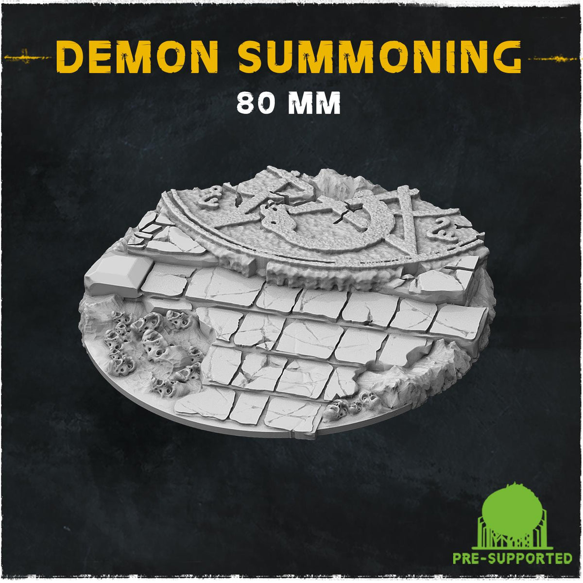 Demon Summoning Circle Miniature Bases & Toppers | 25mm 32mm 40mm Round Oval | Occult Rune Wargaming Resin Base Set | Magnet Ready
