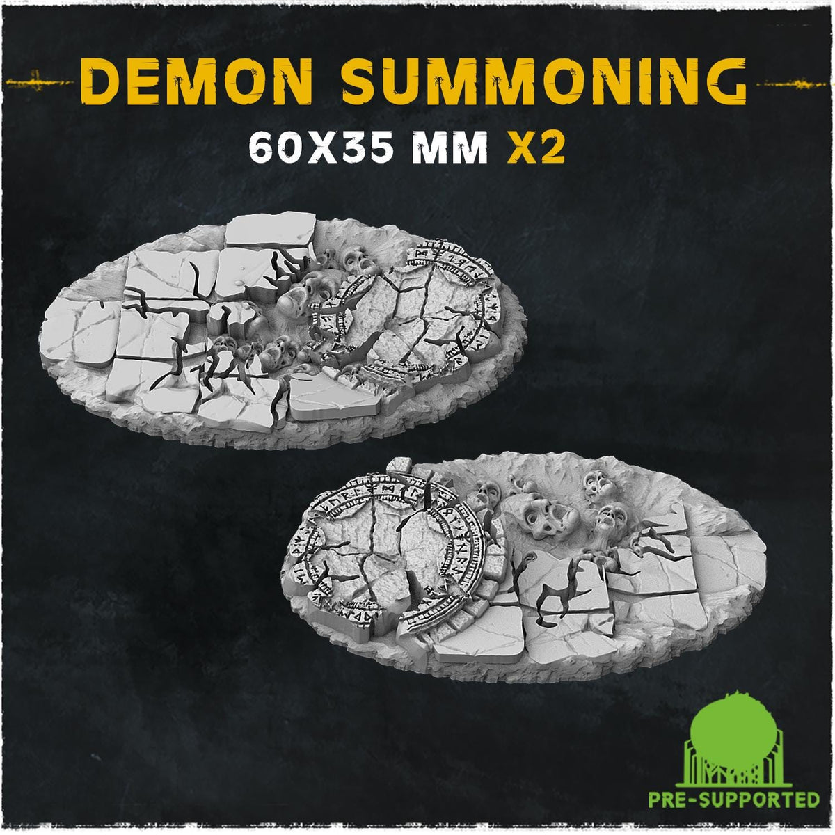Demon Summoning Circle Miniature Bases & Toppers | 25mm 32mm 40mm Round Oval | Occult Rune Wargaming Resin Base Set | Magnet Ready