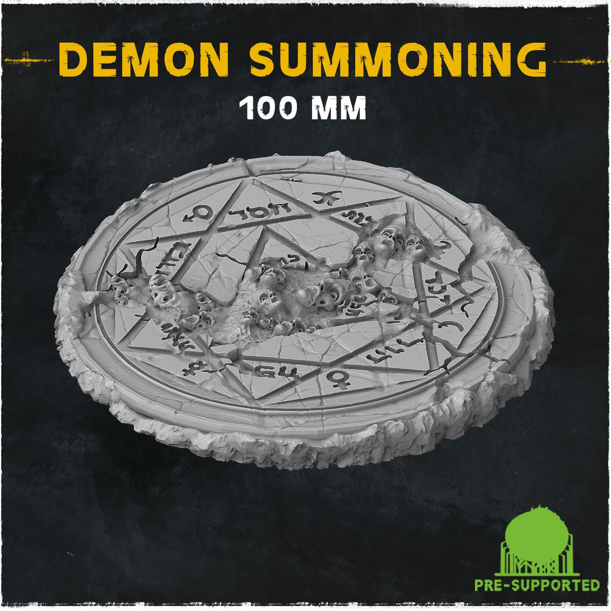 Demon Summoning Circle Miniature Bases & Toppers | 25mm 32mm 40mm Round Oval | Occult Rune Wargaming Resin Base Set | Magnet Ready