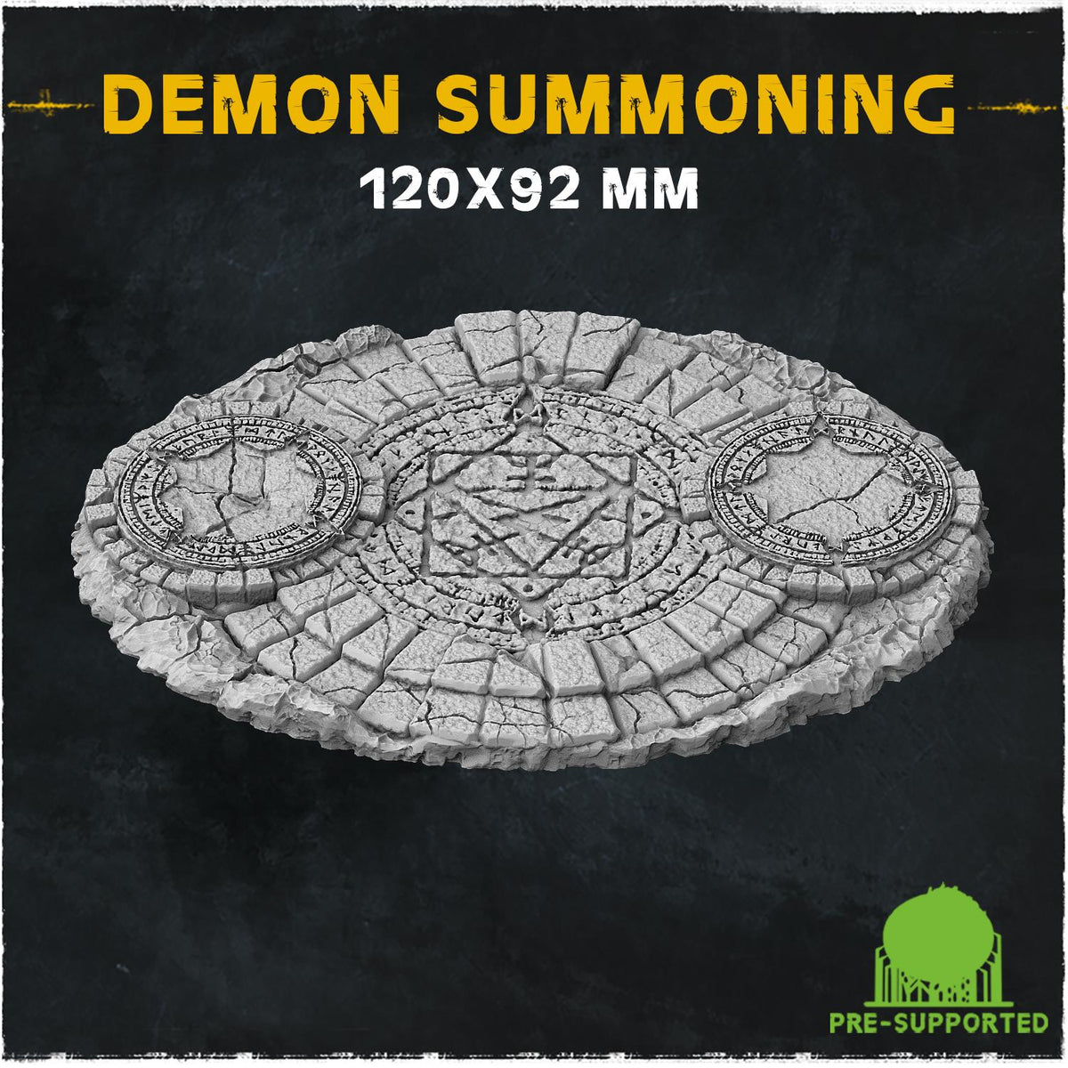 Demon Summoning Circle Miniature Bases & Toppers | 25mm 32mm 40mm Round Oval | Occult Rune Wargaming Resin Base Set | Magnet Ready