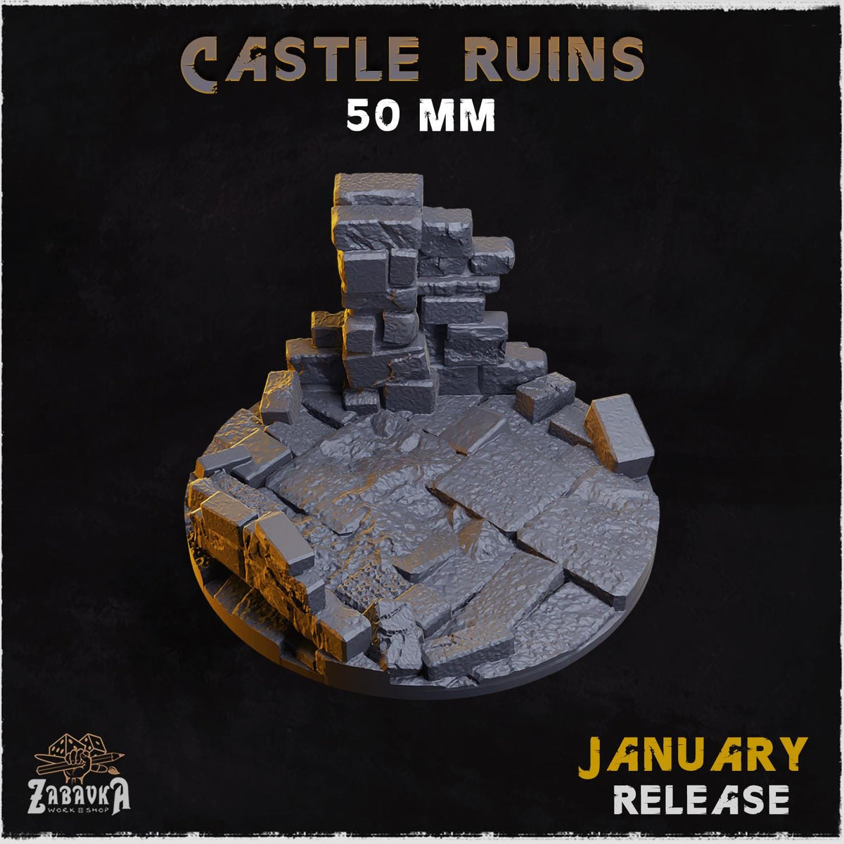 Castle Ruins Miniature Bases & Toppers | 25mm 32mm 40mm Round Oval Sizes | Medieval Fantasy Wargaming Resin Base Set | Magnet Ready