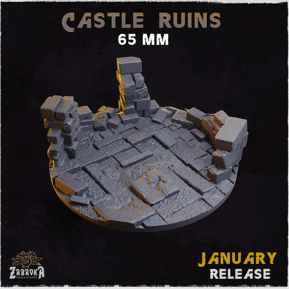 Castle Ruins Miniature Bases & Toppers | 25mm 32mm 40mm Round Oval Sizes | Medieval Fantasy Wargaming Resin Base Set | Magnet Ready