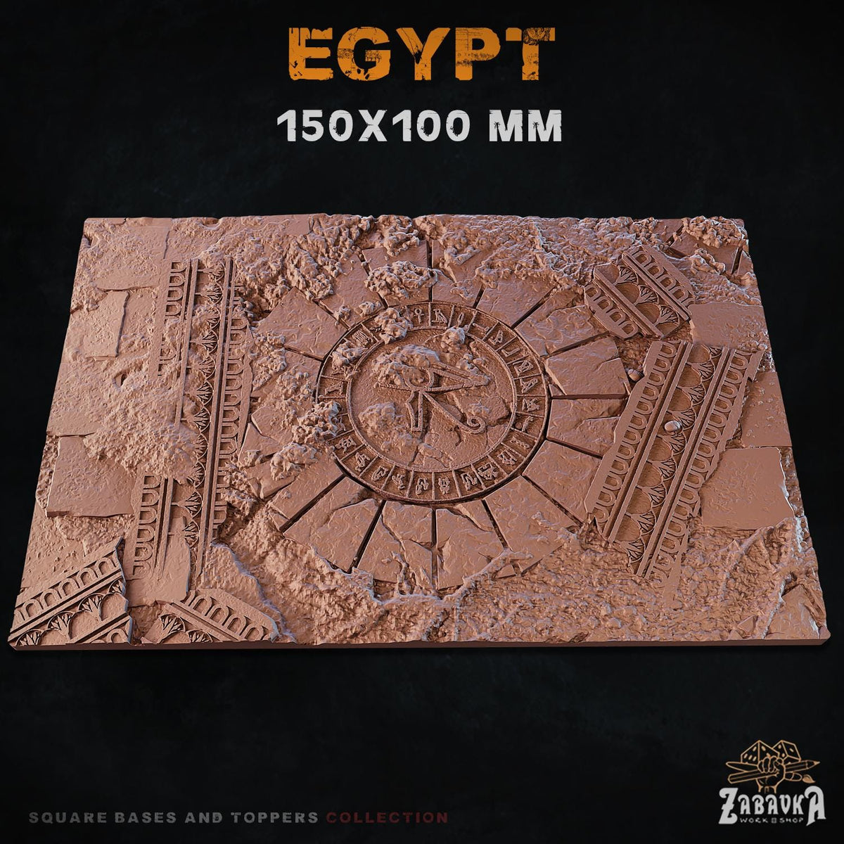 Egyptian Tomb Square Miniature Bases & Toppers | 25mm 30mm 40mm 50mm Rectangle Sizes | Rank and Flank Wargaming Resin Base Set | Magnets