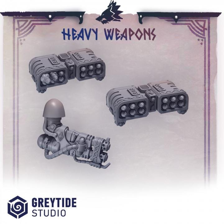 Primal Hounds Heavy Weapons Bits Set for Wargames & Skirmish Tabletop 3d Printed Kit Bash
