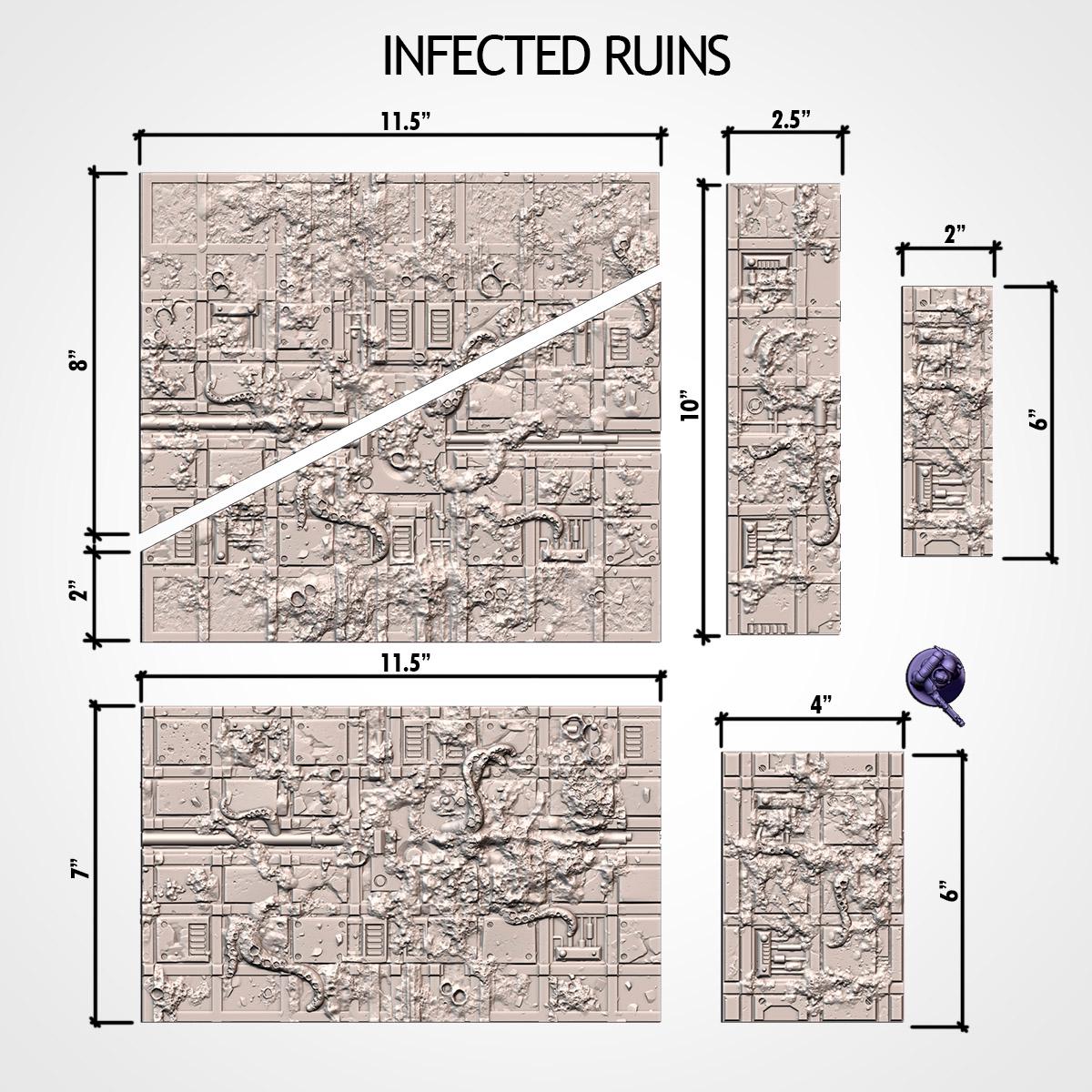 Tabletop Battlefield Layout Templates | Sci-Fi Ruins Terrain Set | 32mm Industrial Wargaming Scenery | Grimdark Tournament
