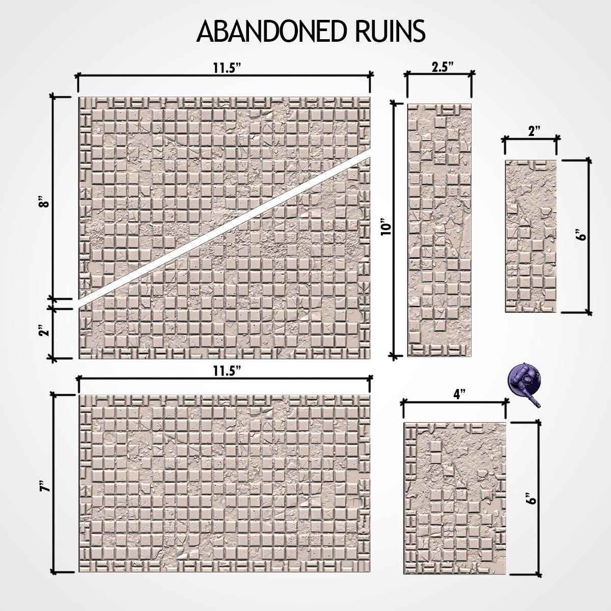 Tabletop Battlefield Layout Templates | Sci-Fi Ruins Terrain Set | 32mm Industrial Wargaming Scenery | Grimdark Tournament