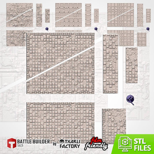 Tabletop Battlefield Layout Templates | Sci-Fi Ruins Terrain Set | 32mm Industrial Wargaming Scenery | Grimdark Tournament