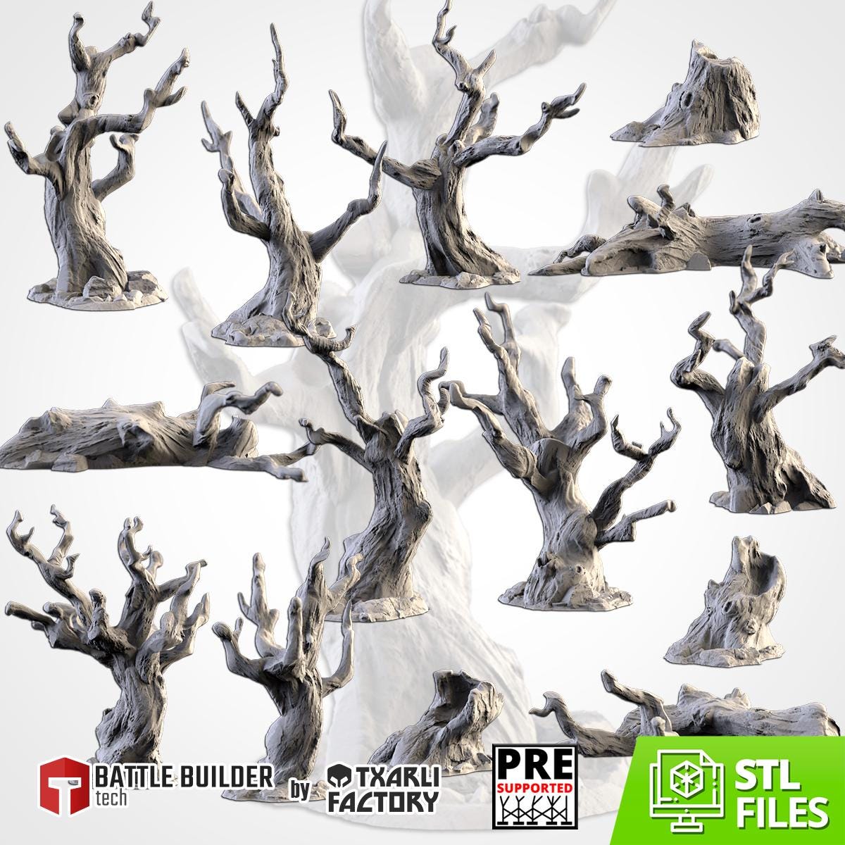 Dead Trees Terrain Set | 32mm Haunted Forest Scenery | Spooky Tabletop RPG Wargaming Trees | Gothic Woods Diorama