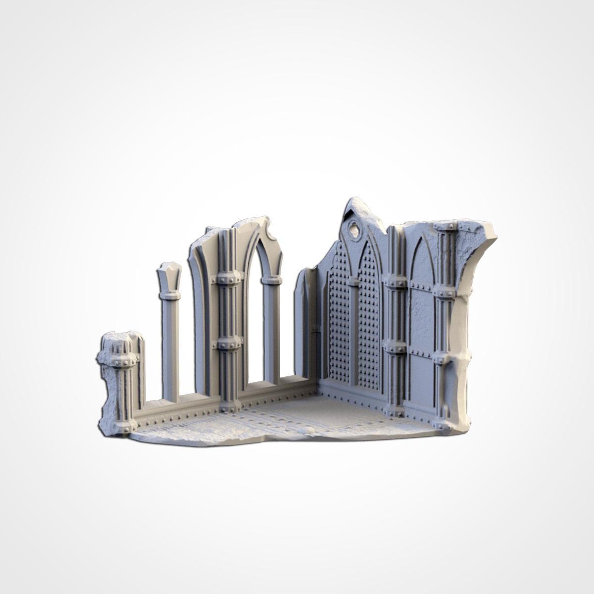 Gothic Cathedral Ruins Terrain | 32mm Ruined Church Wargaming Scenery | Grimdark Tabletop Building | Fantasy & Sci-Fi RPG Diorama Set