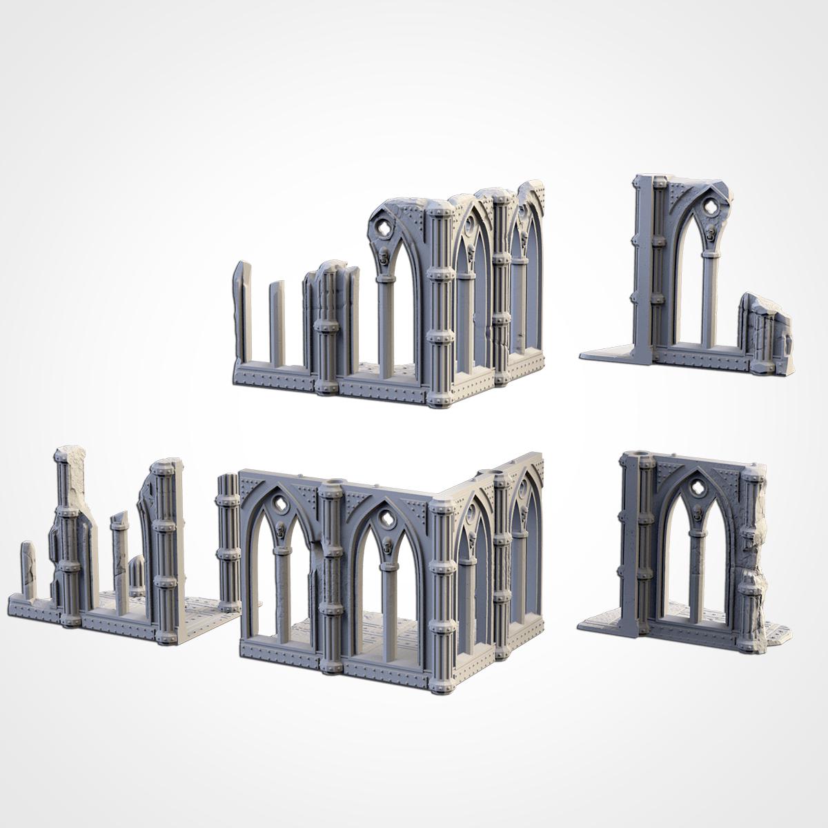 Gothic Cathedral Ruins Terrain | 32mm Ruined Church Wargaming Scenery | Grimdark Tabletop Building | Fantasy & Sci-Fi RPG Diorama Set