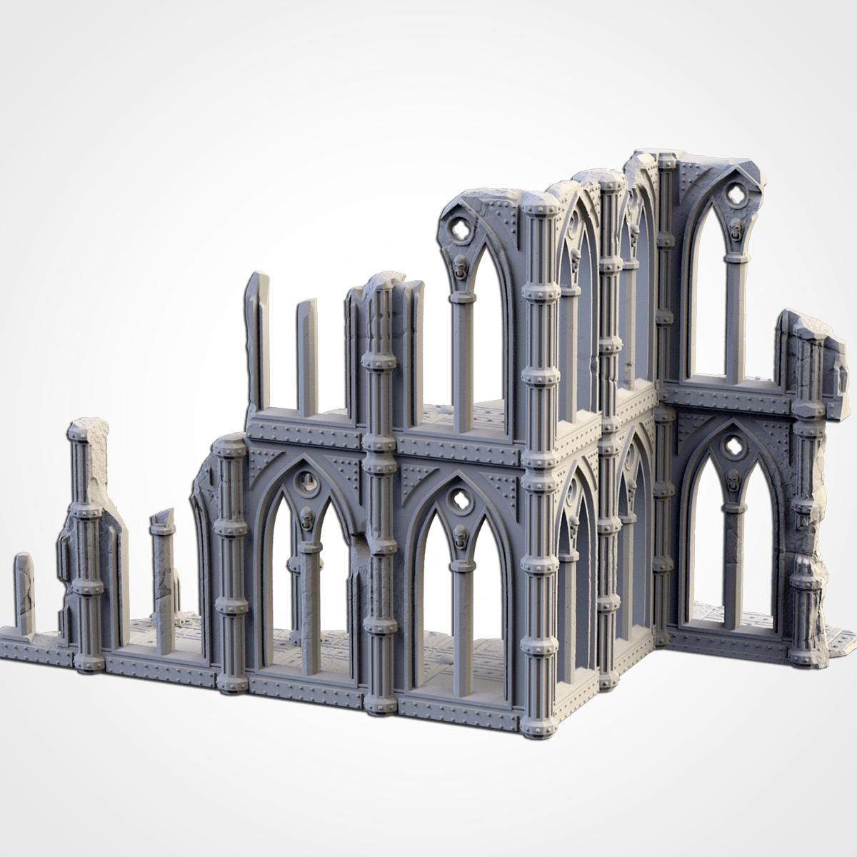 Gothic Cathedral Ruins Terrain | 32mm Ruined Church Wargaming Scenery | Grimdark Tabletop Building | Fantasy & Sci-Fi RPG Diorama Set