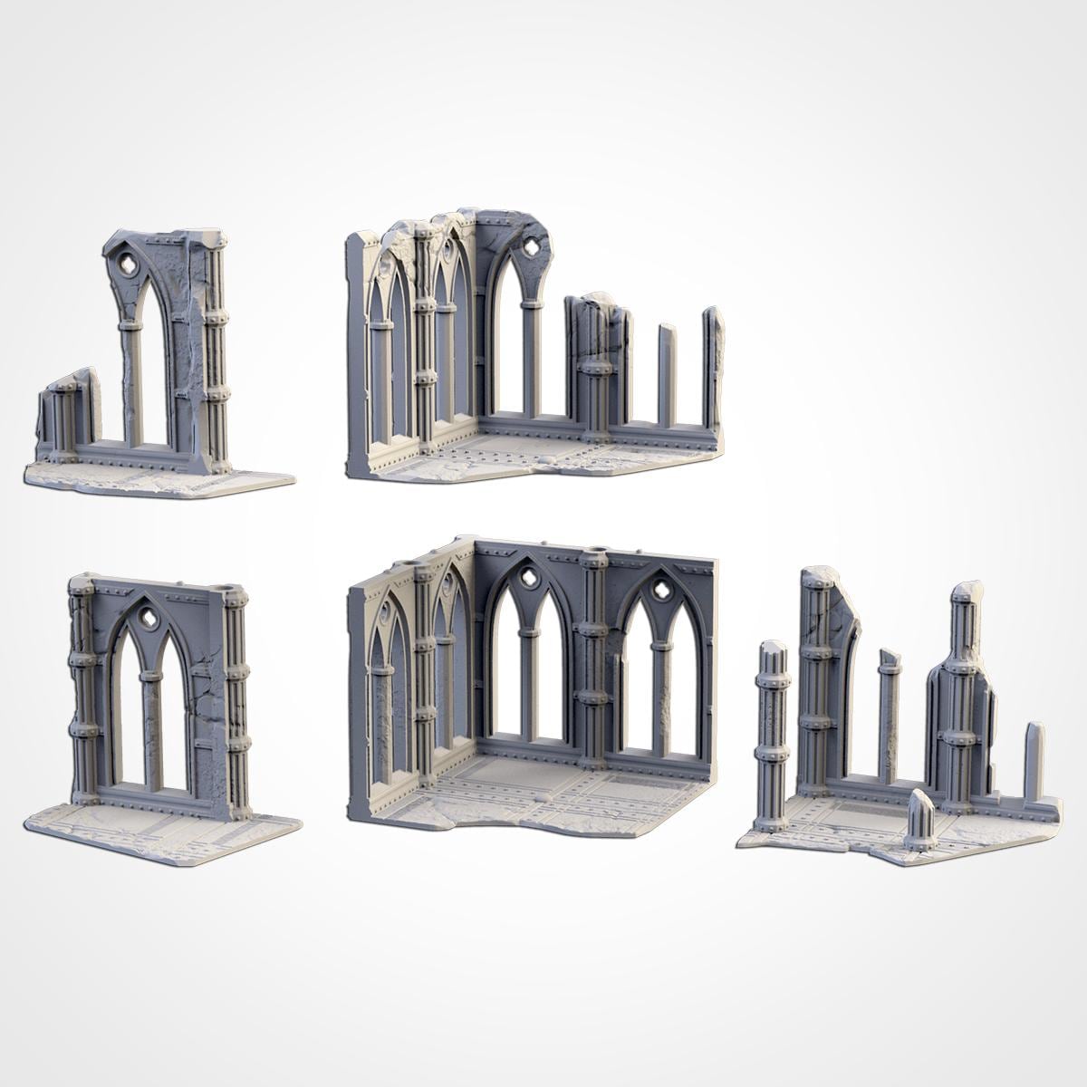 Gothic Cathedral Ruins Terrain | 32mm Ruined Church Wargaming Scenery | Grimdark Tabletop Building | Fantasy & Sci-Fi RPG Diorama Set