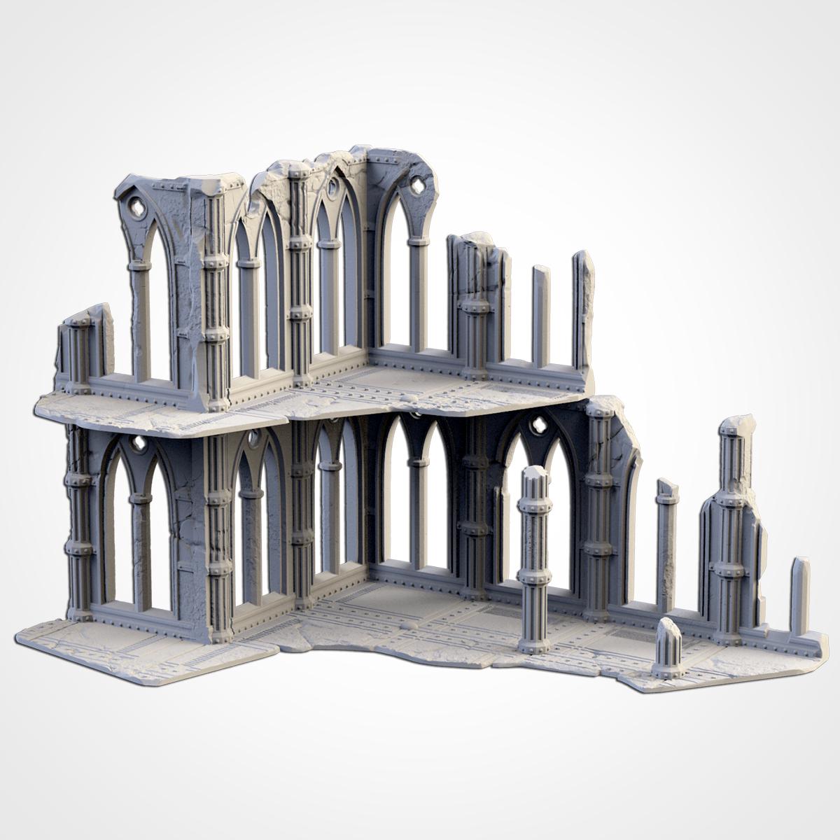 Gothic Cathedral Ruins Terrain | 32mm Ruined Church Wargaming Scenery | Grimdark Tabletop Building | Fantasy & Sci-Fi RPG Diorama Set