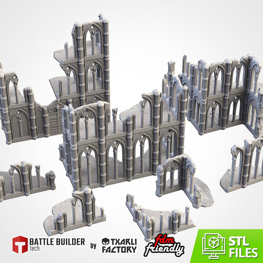 Gothic Cathedral Ruins Terrain | 32mm Ruined Church Wargaming Scenery | Grimdark Tabletop Building | Fantasy & Sci-Fi RPG Diorama Set