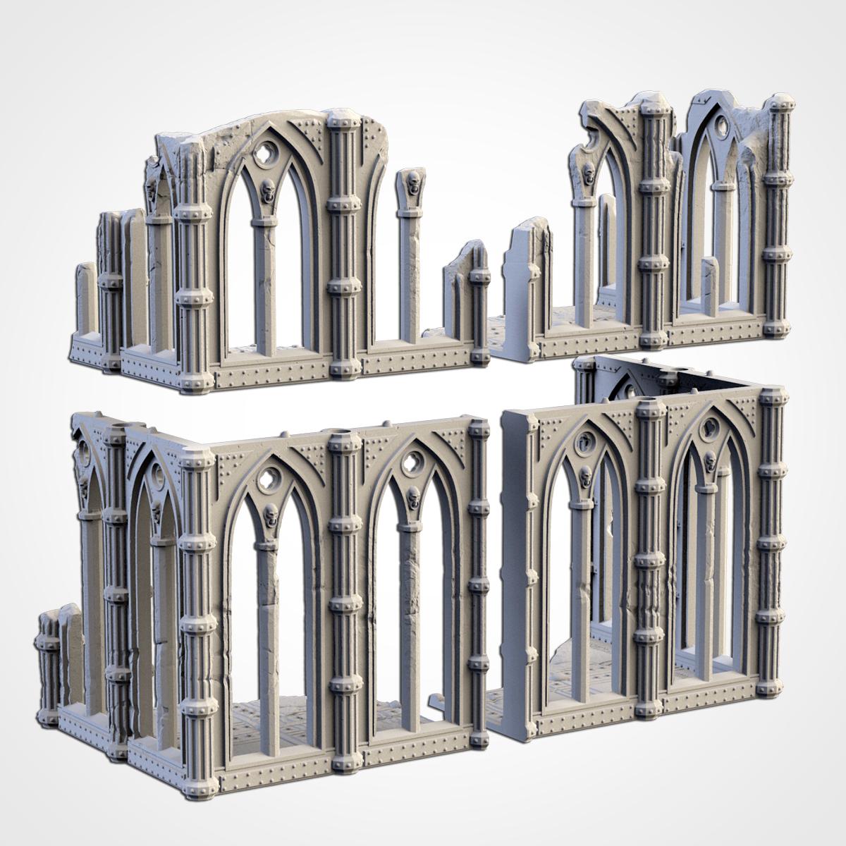 Gothic Cathedral Ruins Terrain | 32mm Ruined Church Wargaming Scenery | Grimdark Tabletop Building | Fantasy & Sci-Fi RPG Diorama Set