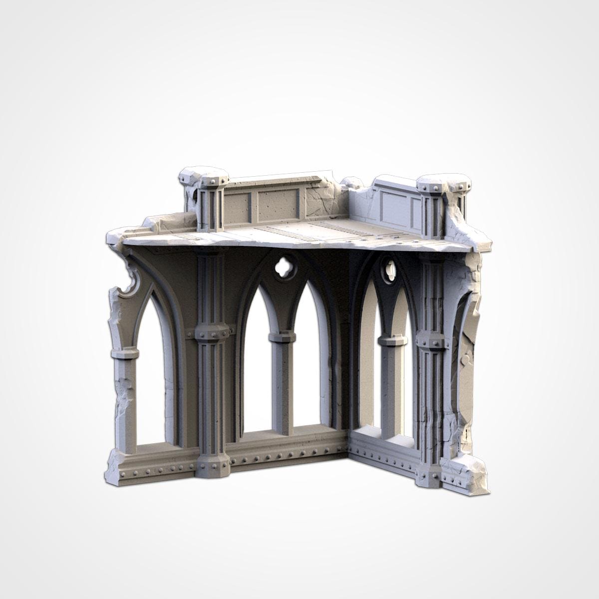 Gothic Cathedral Ruins Terrain 2 | 32mm Ruined Church Wargaming Scenery | Grimdark Tabletop Building | Fantasy & Sci-Fi RPG Diorama Set