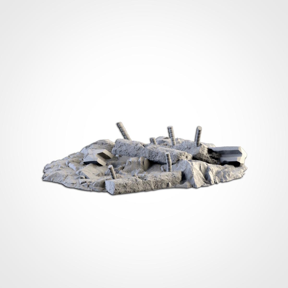 City Debris Scatter Terrain Set | 32mm Wargaming Rubble & Barricades | Post Apocalyptic Tabletop Scenery | Sci-Fi Battlefield Cover