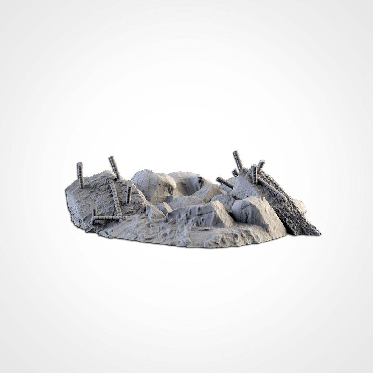 City Debris Scatter Terrain Set | 32mm Wargaming Rubble & Barricades | Post Apocalyptic Tabletop Scenery | Sci-Fi Battlefield Cover