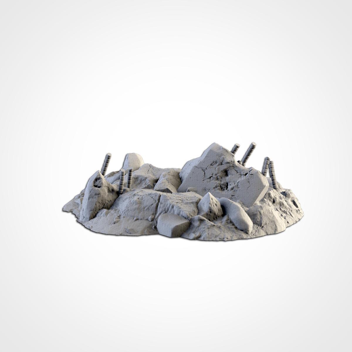 City Debris Scatter Terrain Set | 32mm Wargaming Rubble & Barricades | Post Apocalyptic Tabletop Scenery | Sci-Fi Battlefield Cover