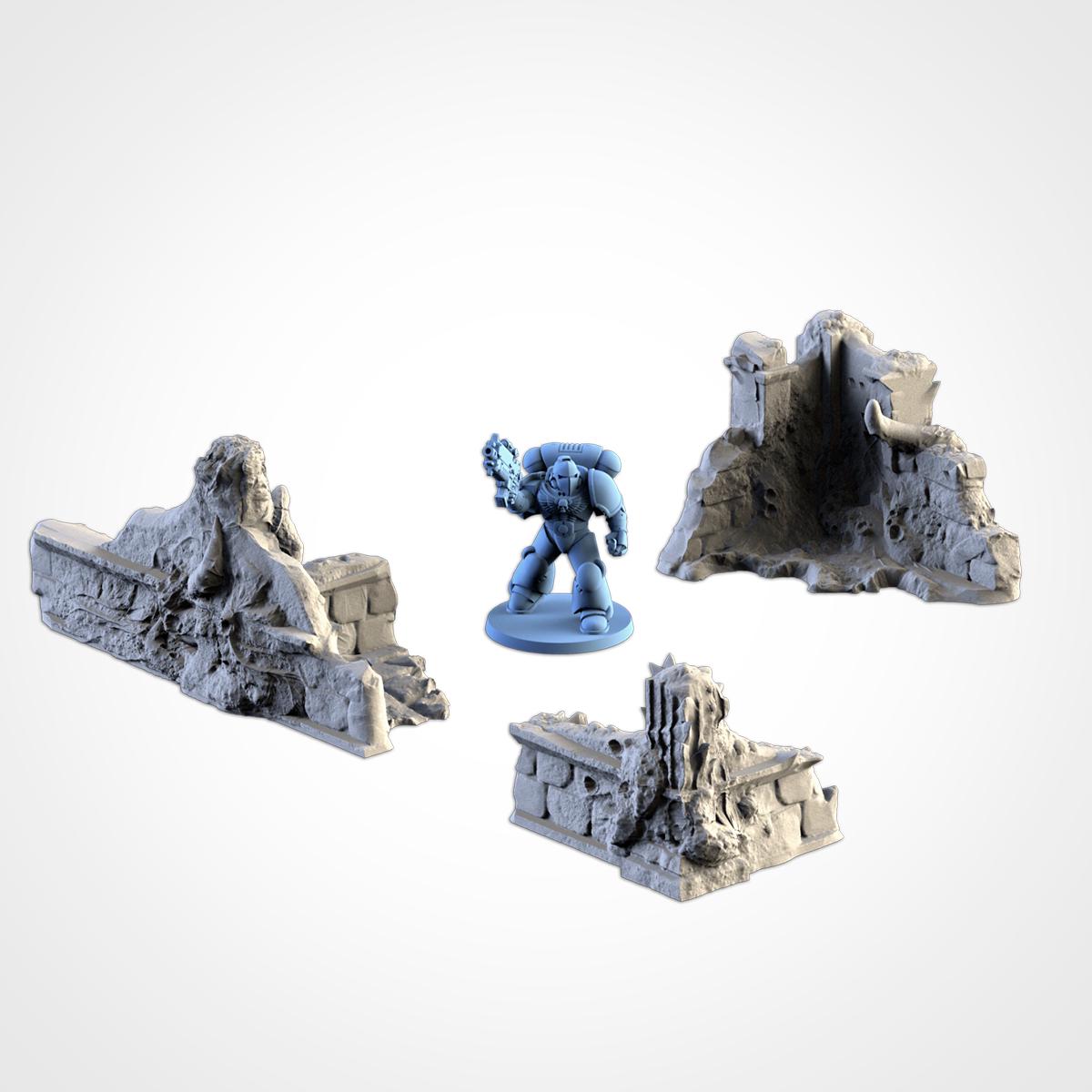 Infected Ruins Terrain Set | 32mm Corrupted Diseased Building Scenery | Plague Wargaming Tabletop Horror | RPG Diorama