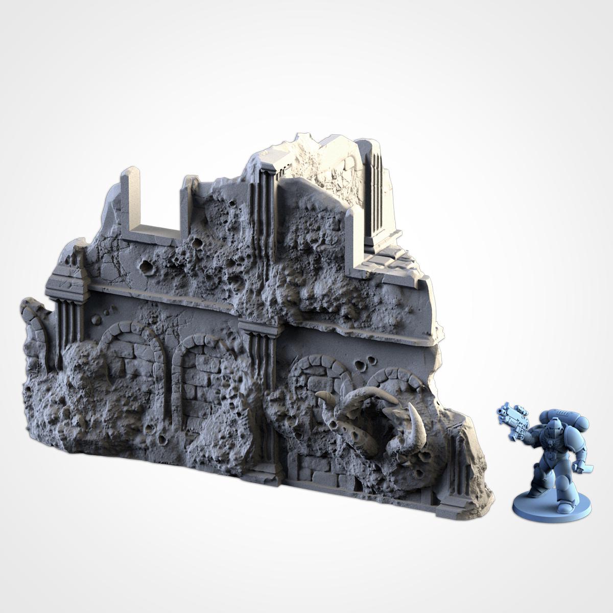 Infected Ruins Terrain Set | 32mm Corrupted Diseased Building Scenery | Plague Wargaming Tabletop Horror | RPG Diorama