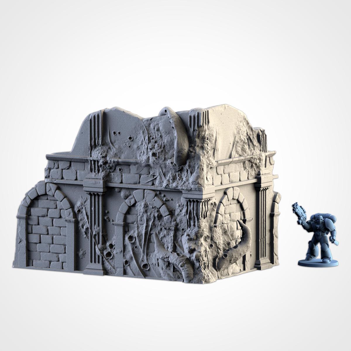 Infected Ruins Terrain Set | 32mm Corrupted Diseased Building Scenery | Plague Wargaming Tabletop Horror | RPG Diorama