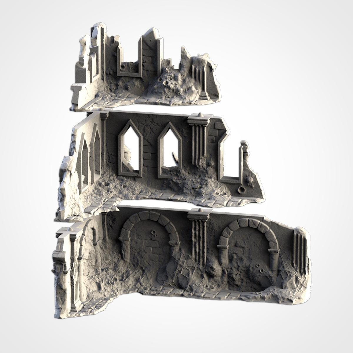 Infected Ruins Terrain Set | 32mm Corrupted Diseased Building Scenery | Plague Wargaming Tabletop Horror | RPG Diorama