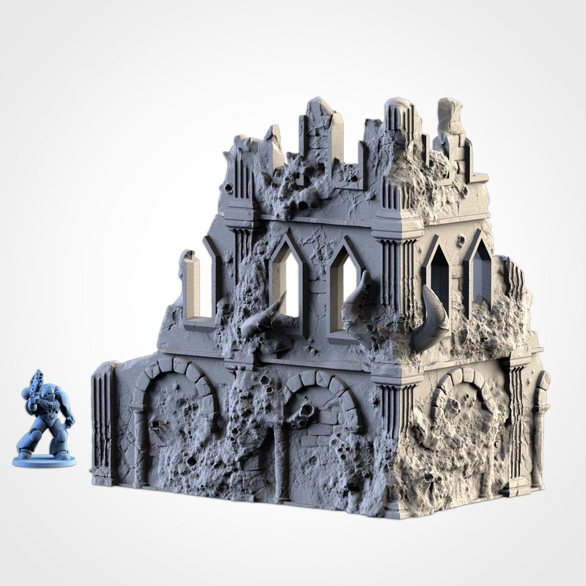 Infected Ruins Terrain Set | 32mm Corrupted Diseased Building Scenery | Plague Wargaming Tabletop Horror | RPG Diorama