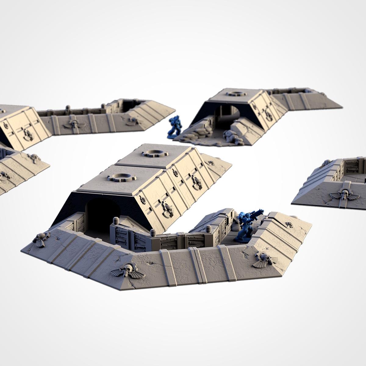 Modular Trenches Terrain Set | 32mm Trench System Fortifications Scenery | Tabletop Wargaming Defensive Line | WWII Sci-Fi War Diorama