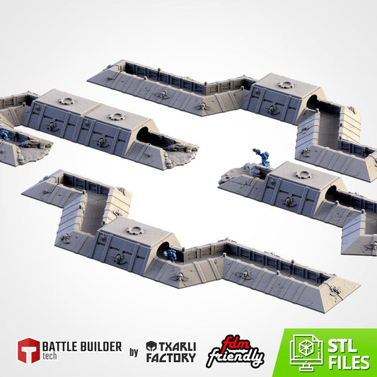 Modular Trenches Terrain Set | 32mm Trench System Fortifications Scenery | Tabletop Wargaming Defensive Line | WWII Sci-Fi War Diorama