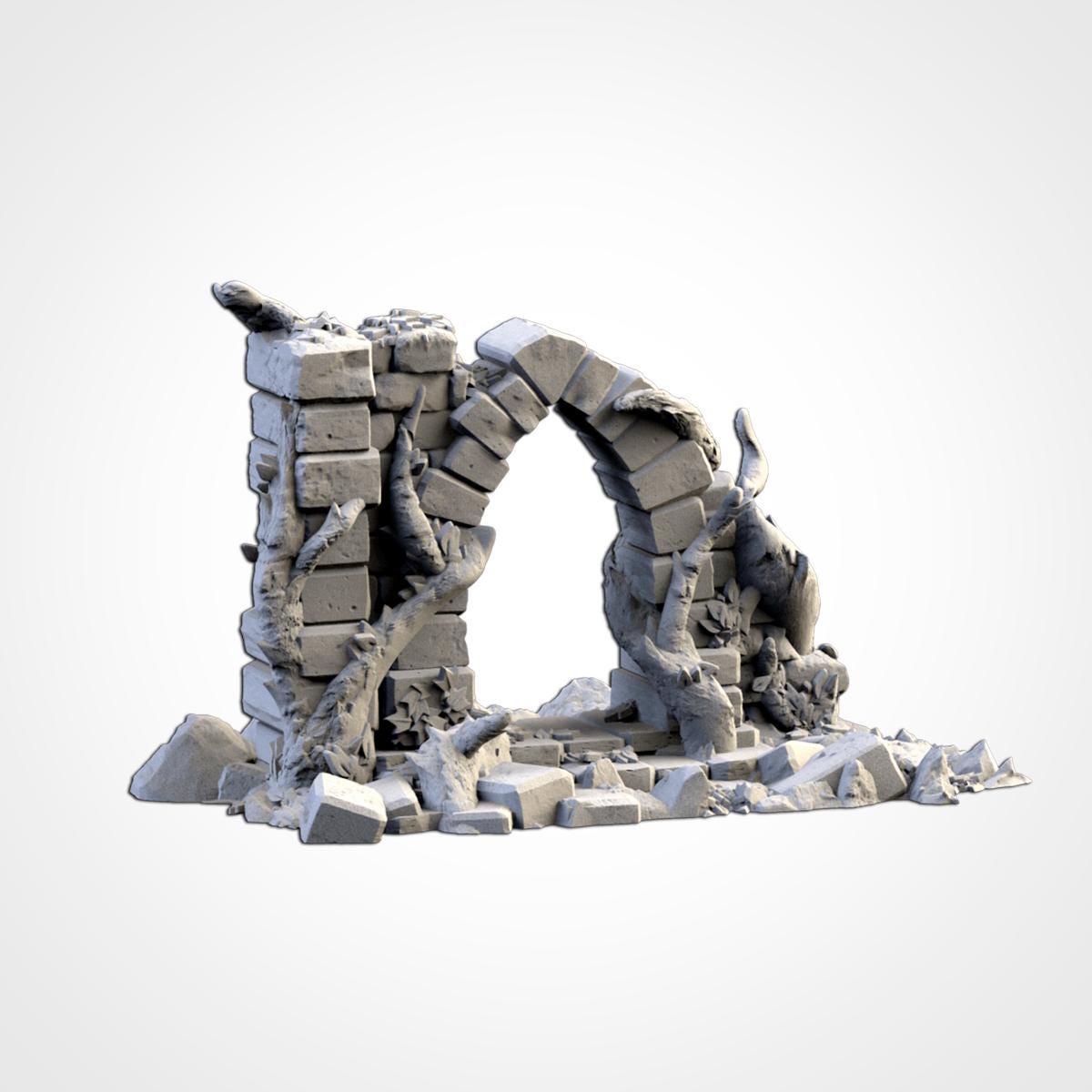 Abandoned City Ruins Terrain Set | 32mm Ruined Medieval Town Buildings | Tabletop Wargaming Fantasy Scenery | Cursed Village RPG Diorama
