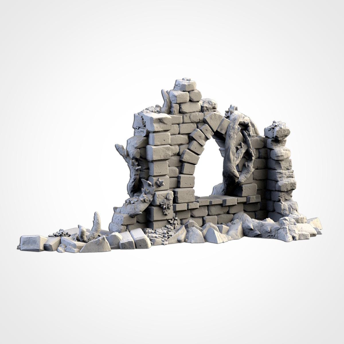 Abandoned City Ruins Terrain Set | 32mm Ruined Medieval Town Buildings | Tabletop Wargaming Fantasy Scenery | Cursed Village RPG Diorama