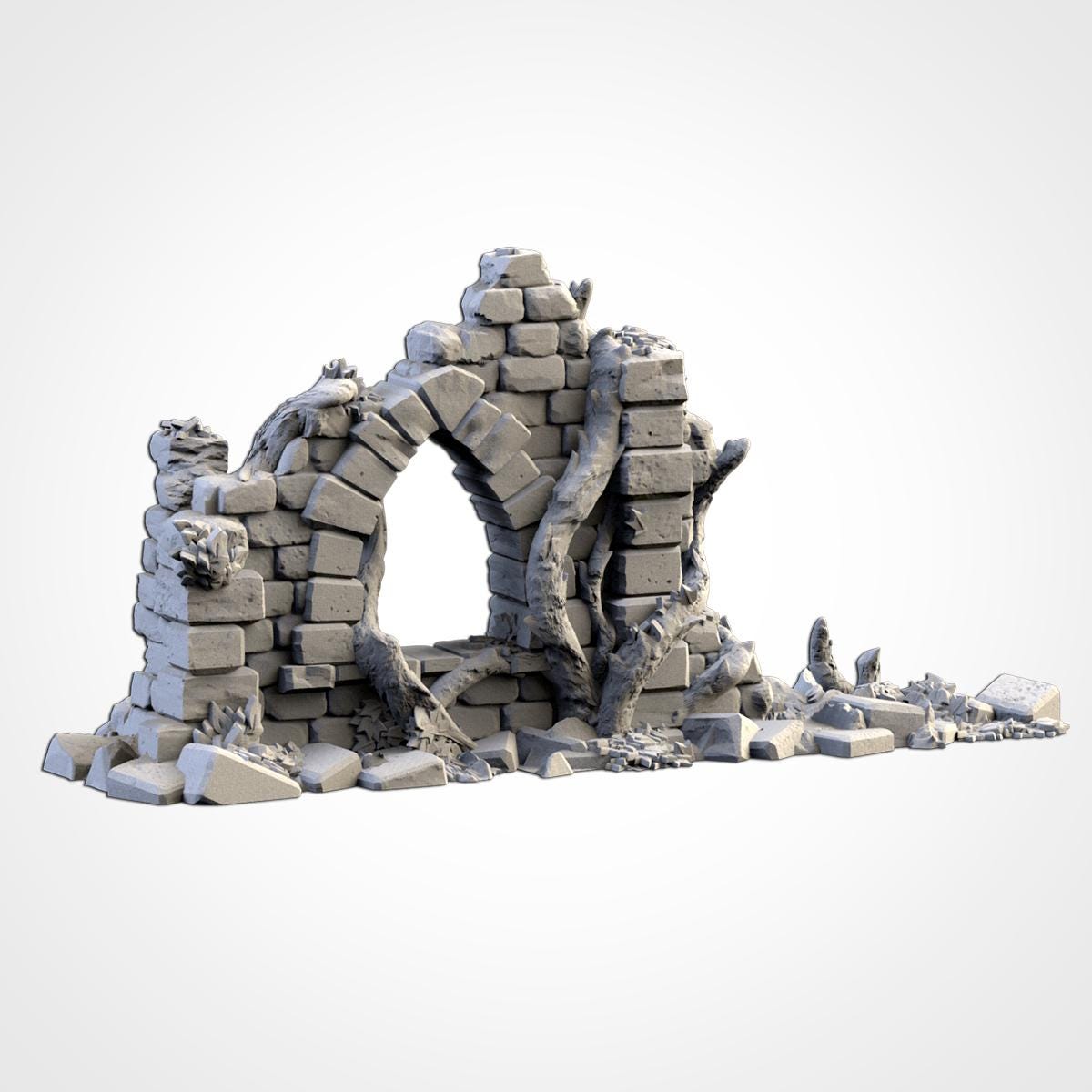 Abandoned City Ruins Terrain Set | 32mm Ruined Medieval Town Buildings | Tabletop Wargaming Fantasy Scenery | Cursed Village RPG Diorama