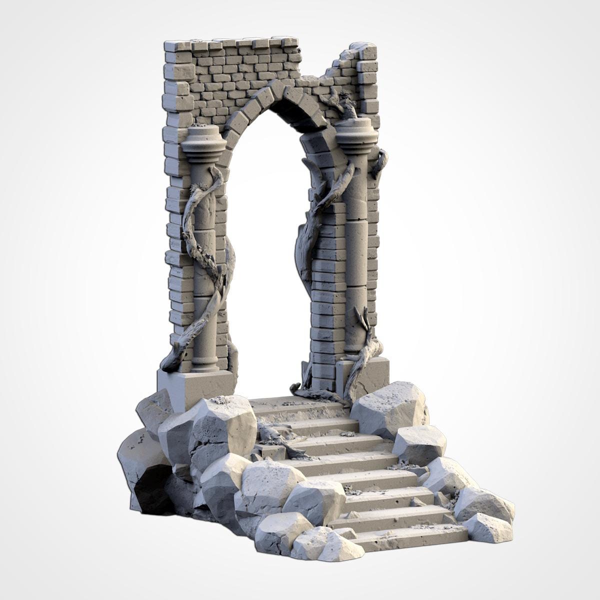 Abandoned City Ruins Terrain Set | 32mm Ruined Medieval Town Buildings | Tabletop Wargaming Fantasy Scenery | Cursed Village RPG Diorama