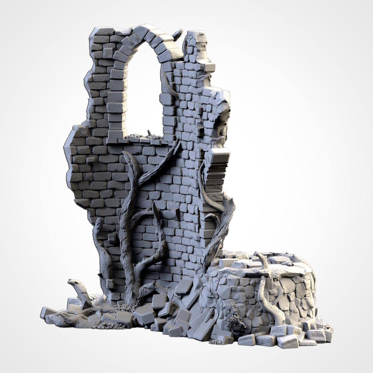 Abandoned City Ruins Terrain Set | 32mm Ruined Medieval Town Buildings | Tabletop Wargaming Fantasy Scenery | Cursed Village RPG Diorama