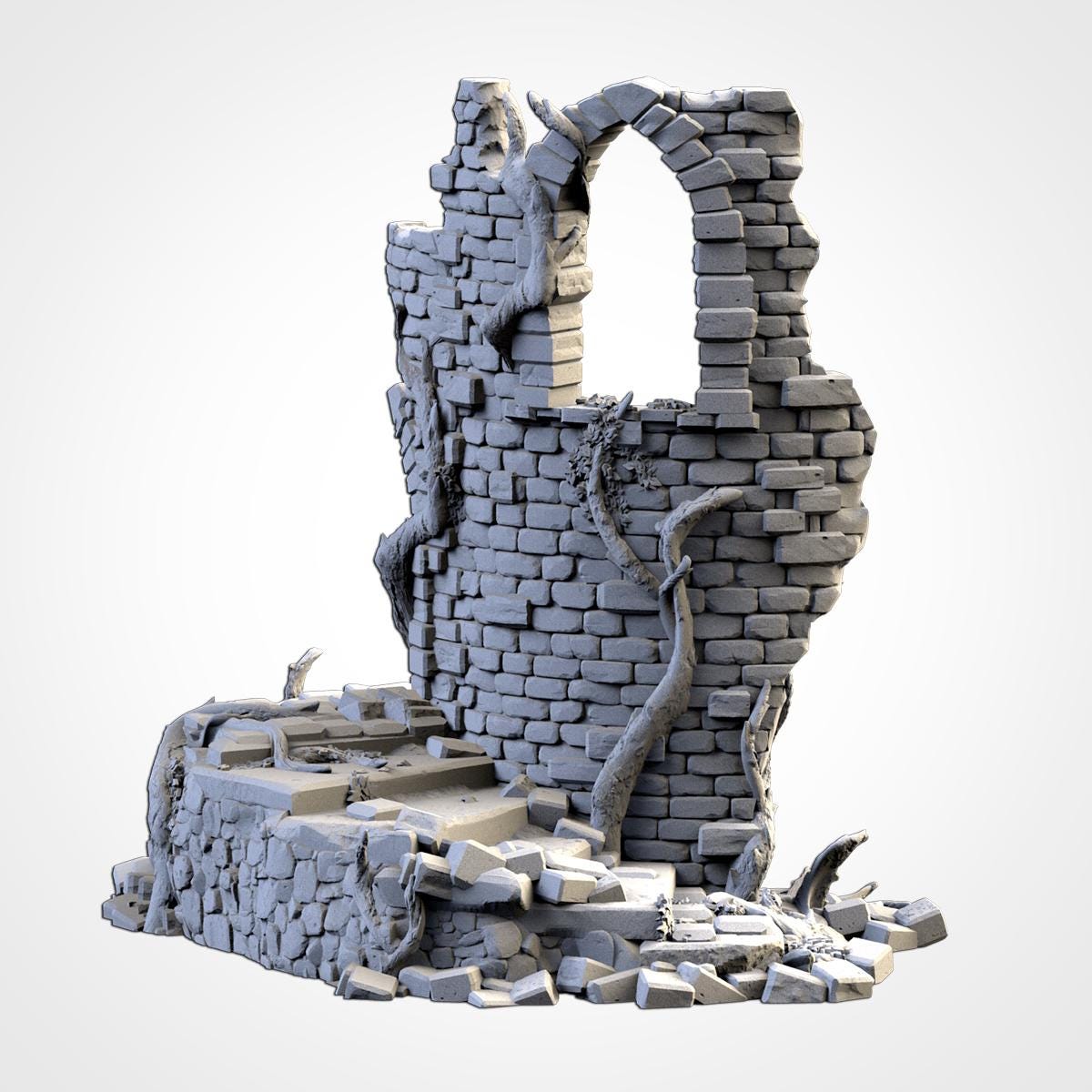 Abandoned City Ruins Terrain Set | 32mm Ruined Medieval Town Buildings | Tabletop Wargaming Fantasy Scenery | Cursed Village RPG Diorama