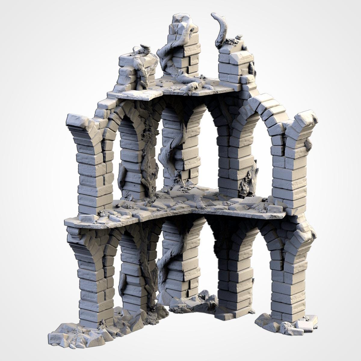 Abandoned City Ruins Terrain Set | 32mm Ruined Medieval Town Buildings | Tabletop Wargaming Fantasy Scenery | Cursed Village RPG Diorama