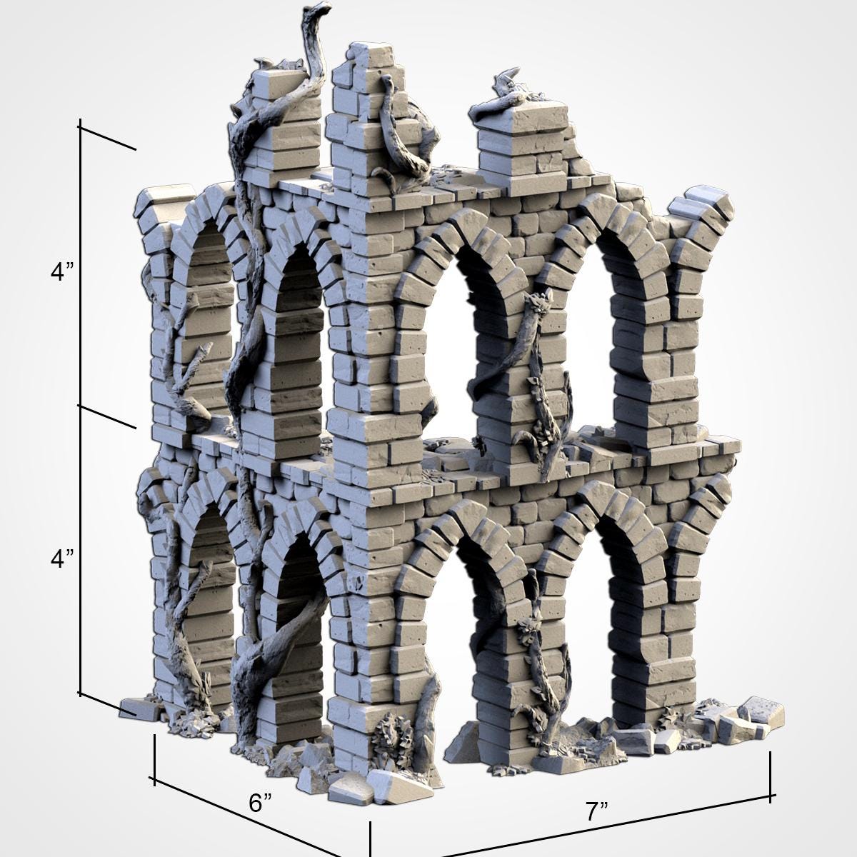Abandoned City Ruins Terrain Set | 32mm Ruined Medieval Town Buildings | Tabletop Wargaming Fantasy Scenery | Cursed Village RPG Diorama
