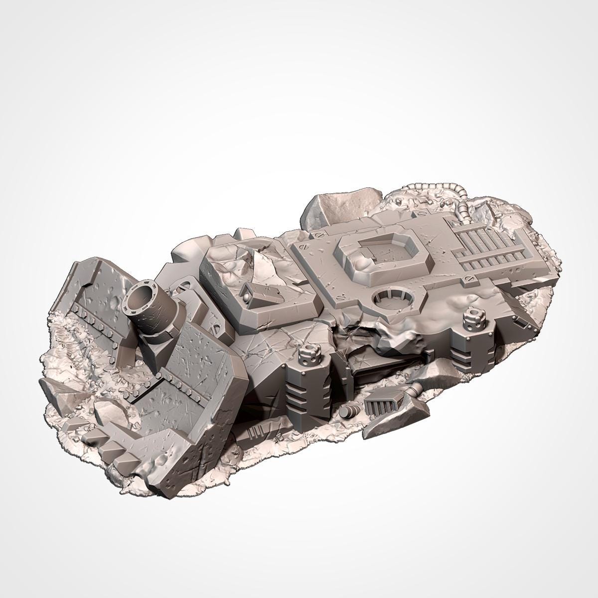 Crashed Tank Wrecks Terrain Set | 32mm Destroyed Sci-Fi Vehicle Scenery | Tabletop Wargaming Battlefield Cover | Post Apocalyptic Diorama