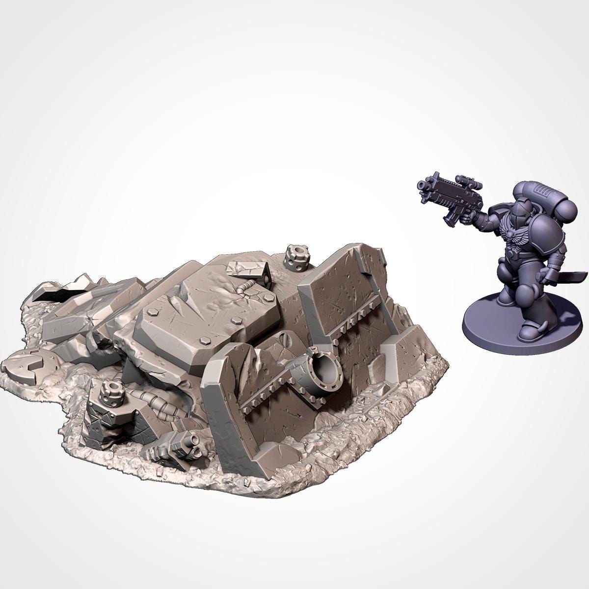 Crashed Tank Wrecks Terrain Set | 32mm Destroyed Sci-Fi Vehicle Scenery | Tabletop Wargaming Battlefield Cover | Post Apocalyptic Diorama