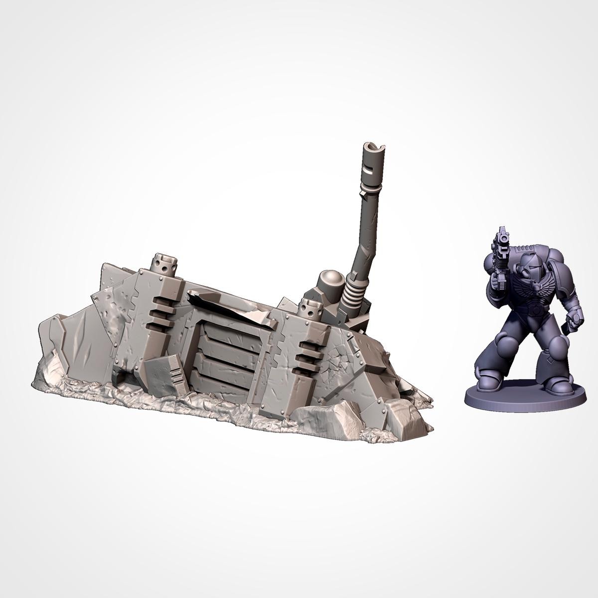 Crashed Tank Wrecks Terrain Set | 32mm Destroyed Sci-Fi Vehicle Scenery | Tabletop Wargaming Battlefield Cover | Post Apocalyptic Diorama