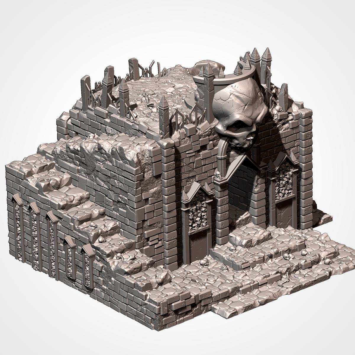Cursed Mausoleum Terrain | 32mm Gothic Crypt Tomb Graveyard Scenery | Fantasy Tabletop Wargaming Building | Undead Haunted RPG Diorama