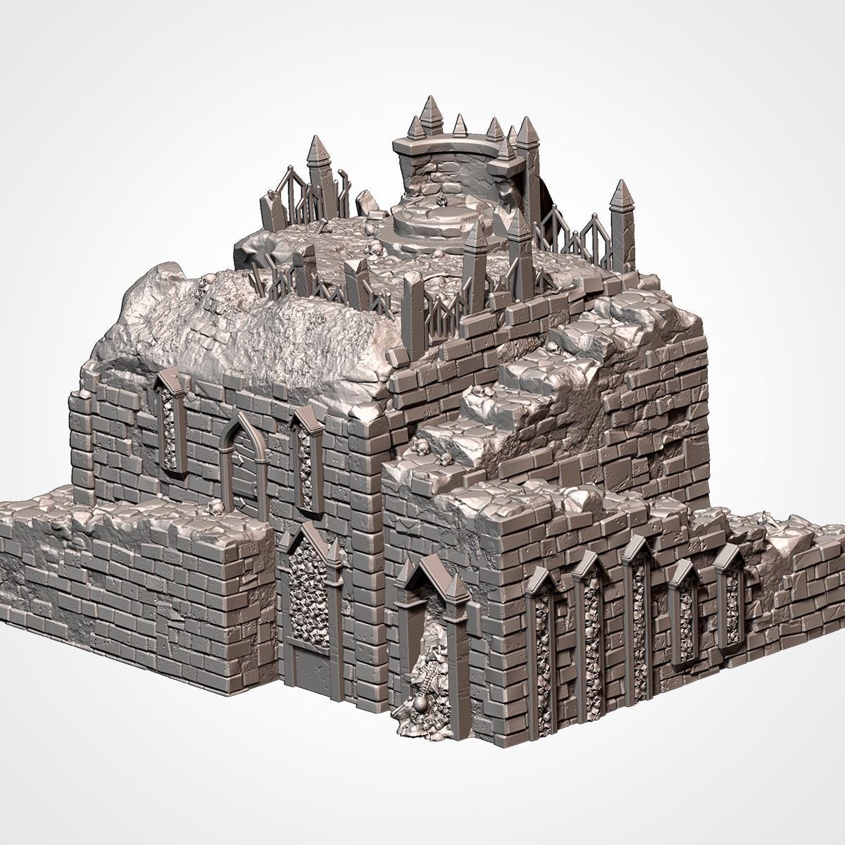 Cursed Mausoleum Terrain | 32mm Gothic Crypt Tomb Graveyard Scenery | Fantasy Tabletop Wargaming Building | Undead Haunted RPG Diorama