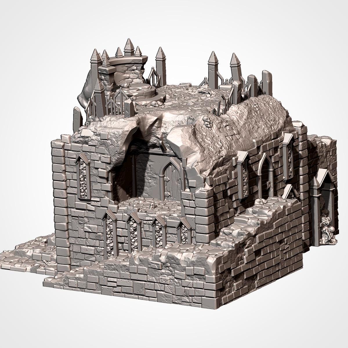 Cursed Mausoleum Terrain | 32mm Gothic Crypt Tomb Graveyard Scenery | Fantasy Tabletop Wargaming Building | Undead Haunted RPG Diorama
