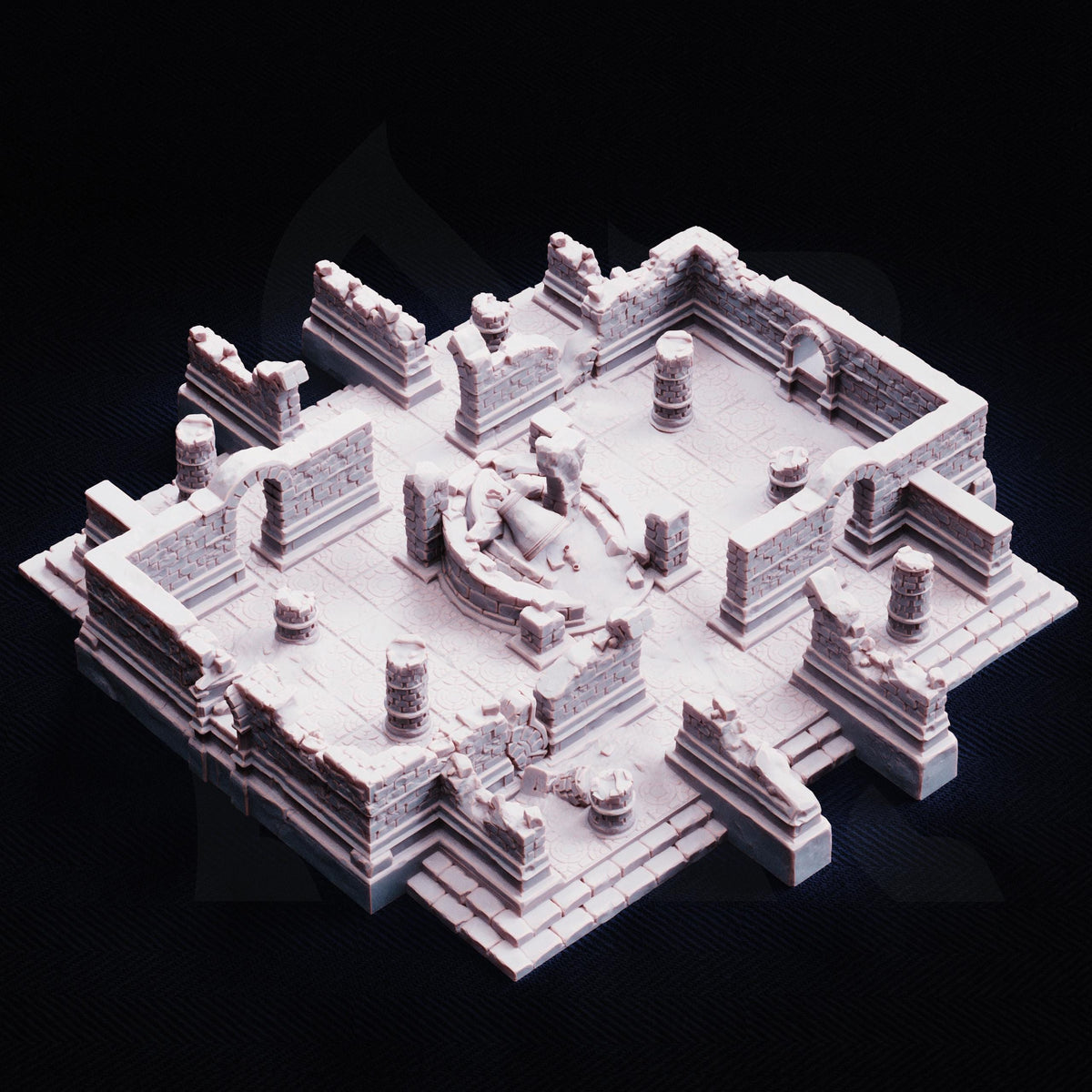 Ancient Temple Ruins Terrain Set | 28mm Desert Sandstone Fantasy Scenery | Lost Elven Tabletop Wargaming Building | Undead RPG Diorama