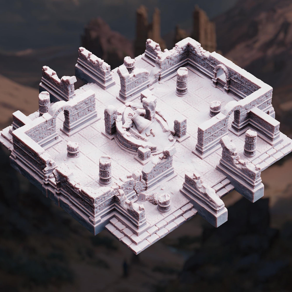 Ancient Temple Ruins Terrain Set | 28mm Desert Sandstone Fantasy Scenery | Lost Elven Tabletop Wargaming Building | Undead RPG Diorama