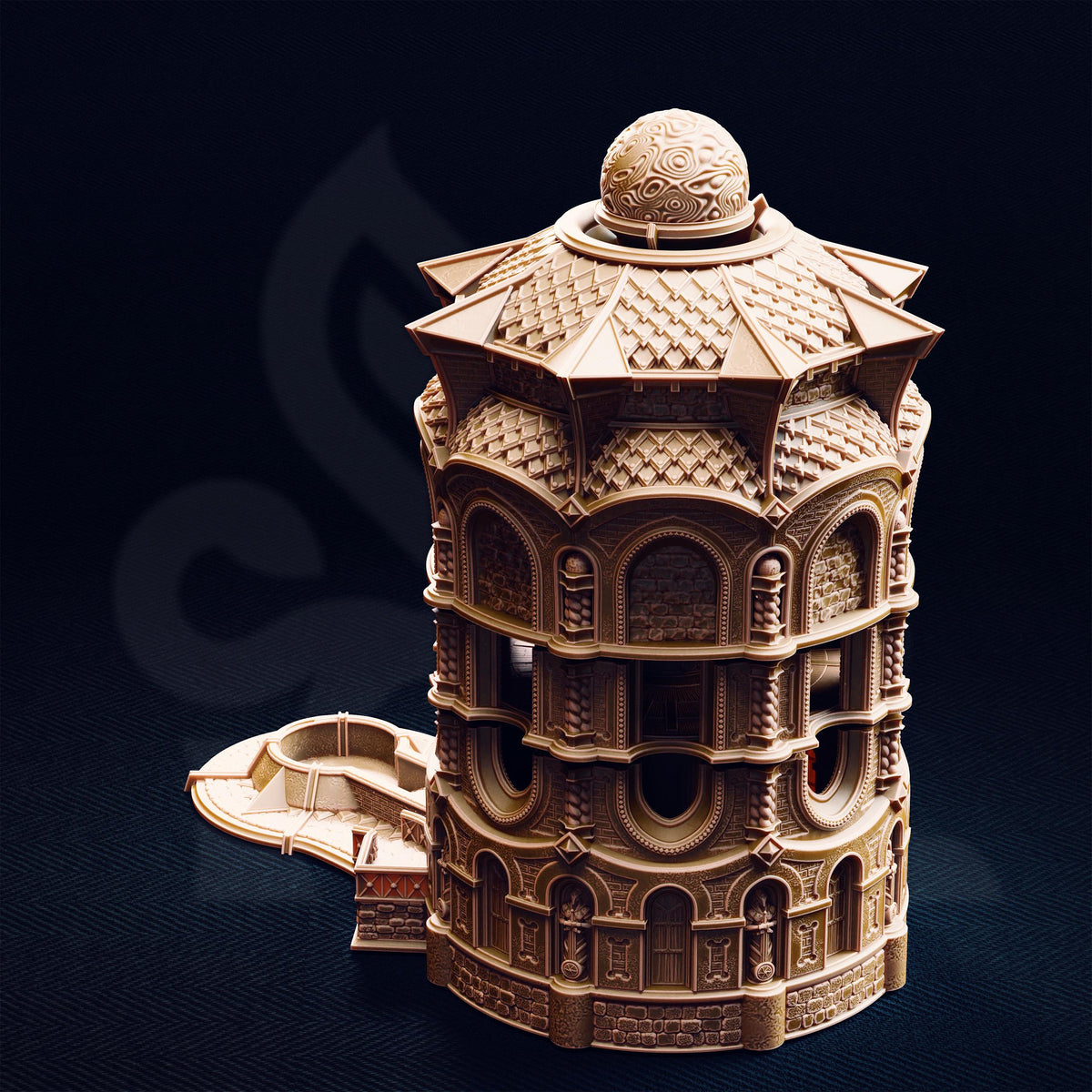 Elven Sun Temple Dice Tower | 28mm Modular Fantasy Spire Terrain | Playable Tabletop RPG Scenery Centerpiece | DnD Wargaming Building Set