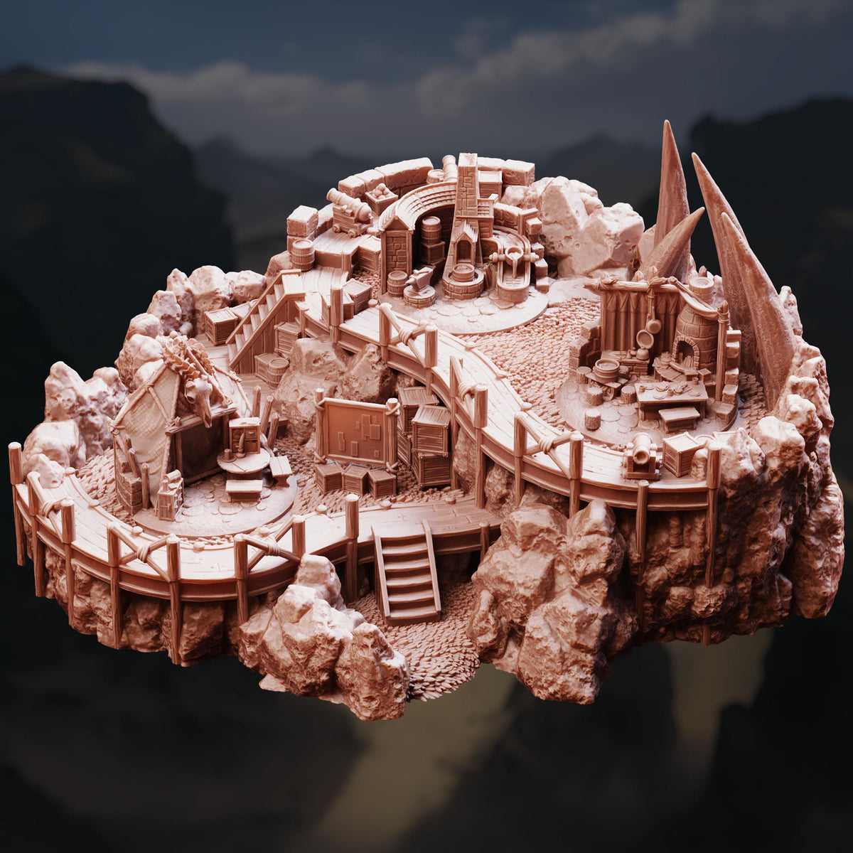Adventurer Camp Terrain Set | 28mm Modular Fantasy Tents Encampment | Wilderness Hunter Tabletop RPG Scenery | DnD Mountain Base Diorama