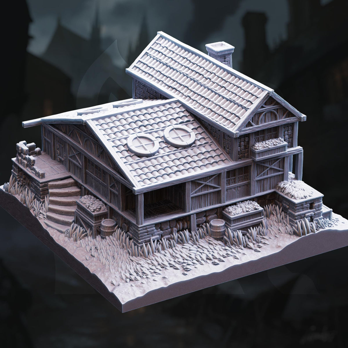 Fantasy Tavern Inn Terrain Set | 28mm Multi Level Bar with Secret Hideout Basement | Tabletop RPG Scenery & Furniture | DnD City Diorama