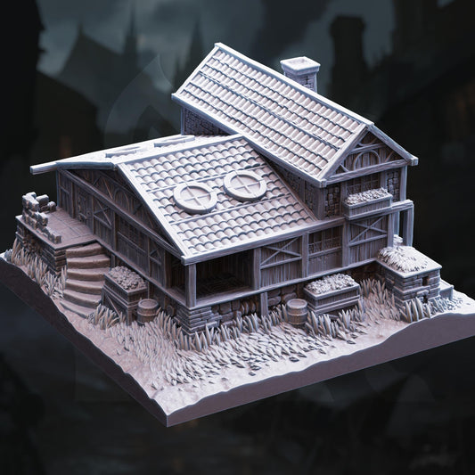 Fantasy Tavern Inn Terrain Set | 28mm Multi Level Bar with Secret Hideout Basement | Tabletop RPG Scenery & Furniture | DnD City Diorama